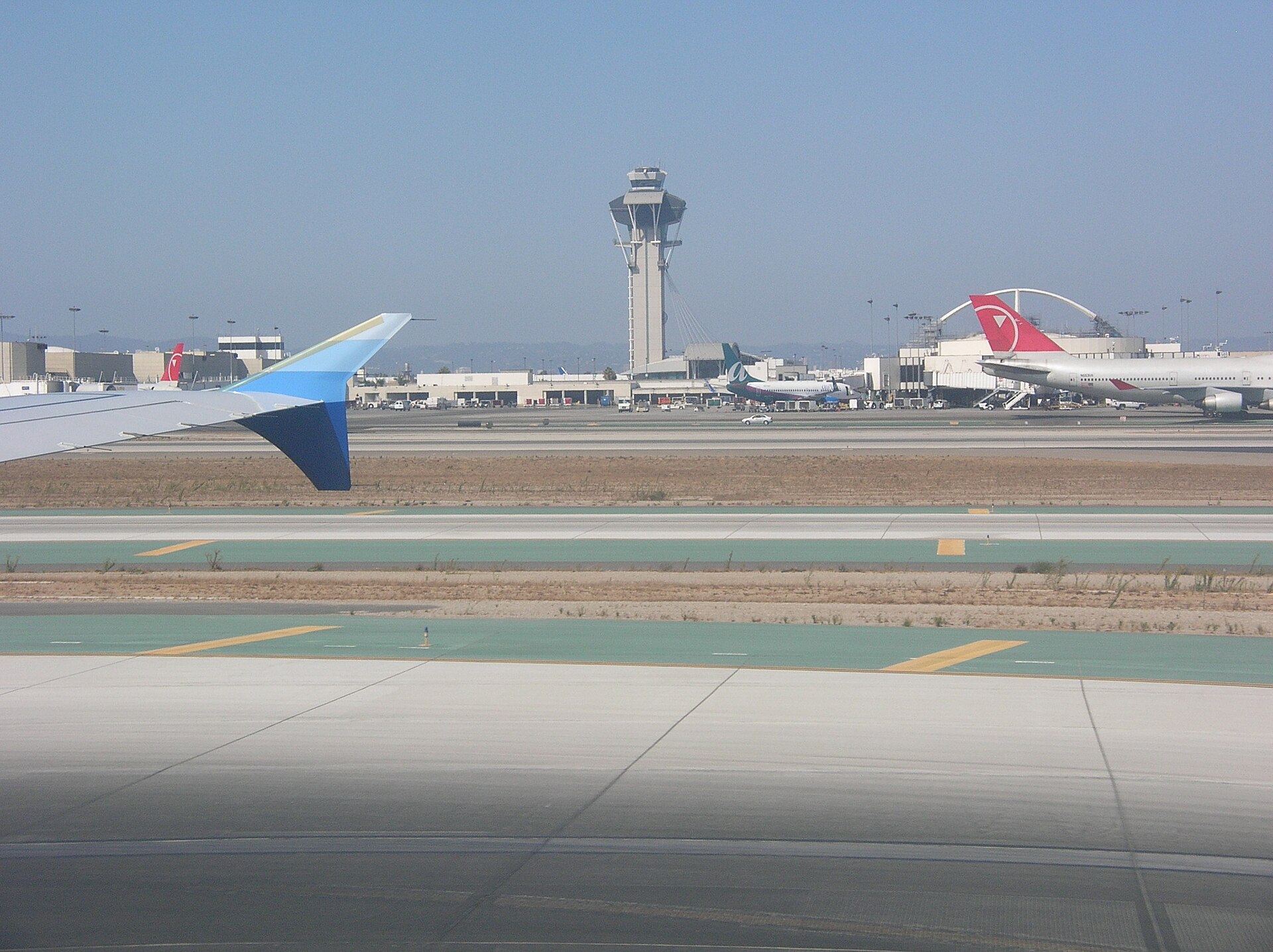 Passenger aircraft taxiing at the airport